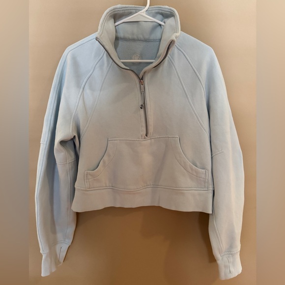 lululemon athletica Tops - Lululemon Light Blue Scuba Half-Zip Pullover
